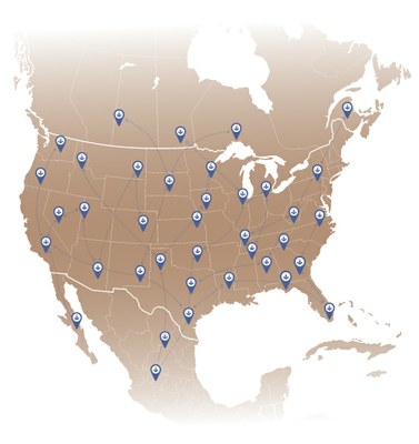 Map of North America with fade