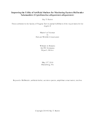 Improving the Utility of Artificial Shelters for Monitoring Eastern Hellbender Salamanders (Cryptobranchus alleganienses alleganiensis)