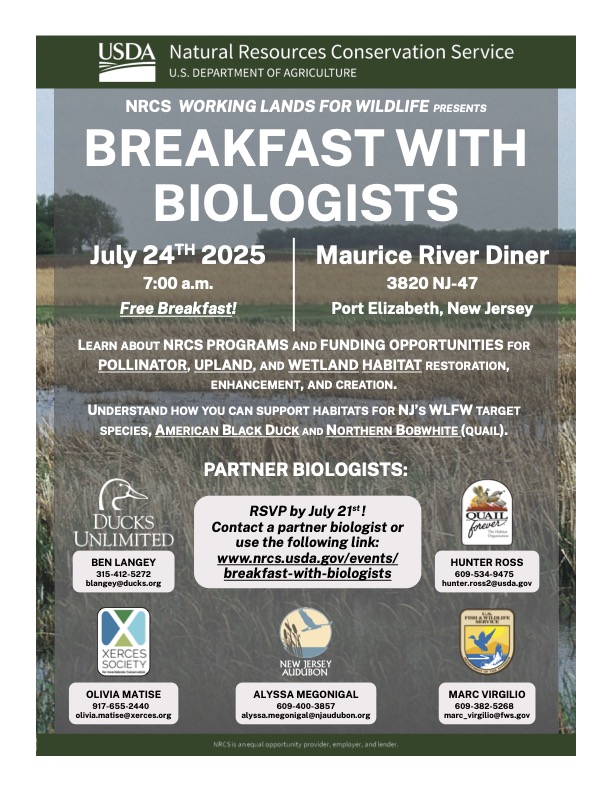 NRCS Working Lands for Wildlife Presents: Breakfast With Biologists-July 24th 2025