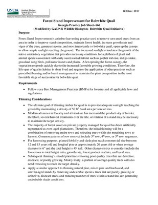 666-Forest Stand Improvement for Bobwhite Quail