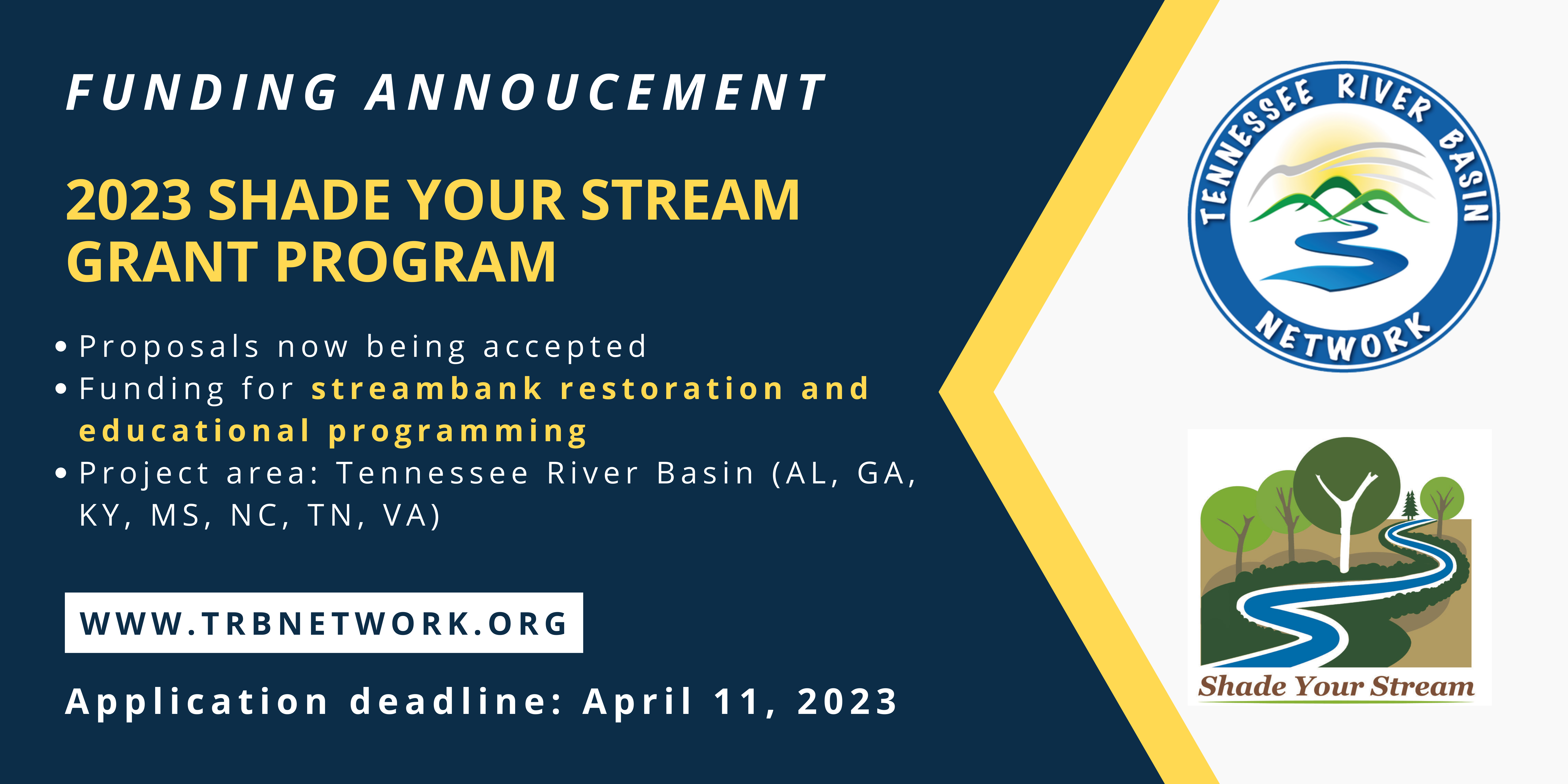 Funding Announcement: 2023 Shade Your Stream Grant Program