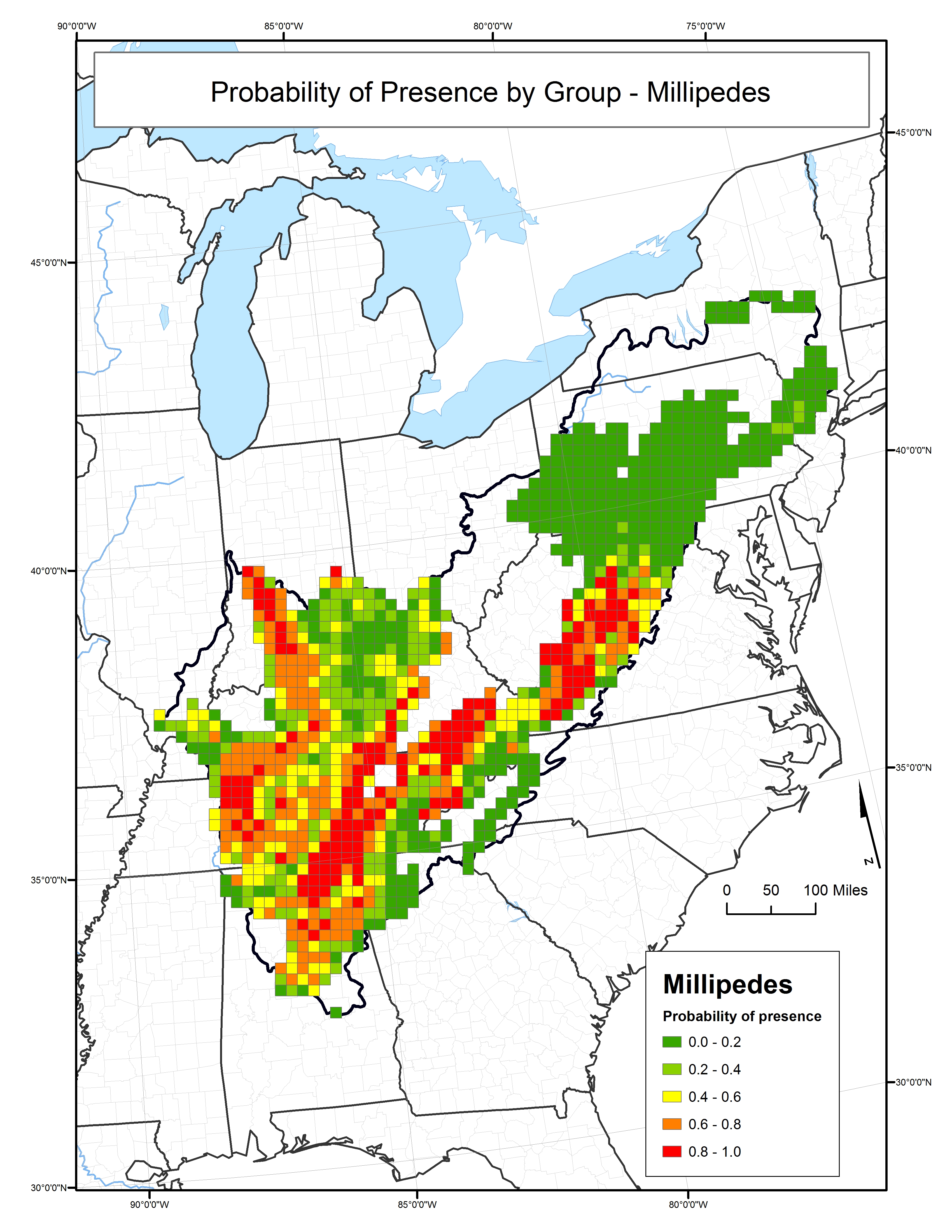 Probability of Presence for Millipedes