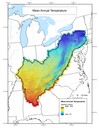 Mean annual temperature at 1 kilometer resolution throughout the Appalachian LCC region. 