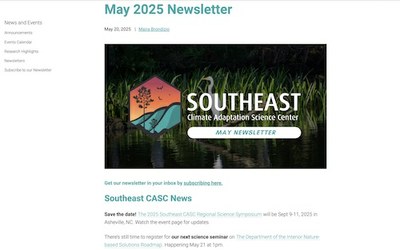 Southeast Climate Adaption Science Center-May 2025 Newsletter